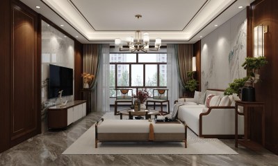 新中式客餐厅3D模型下载